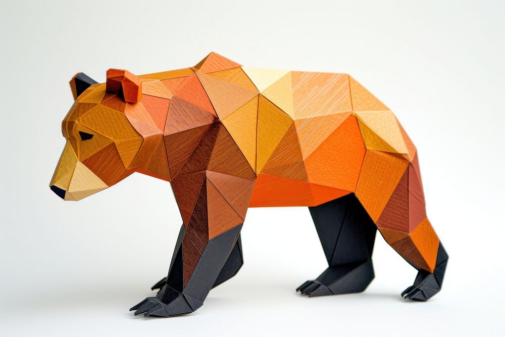 Bear origami paper art.