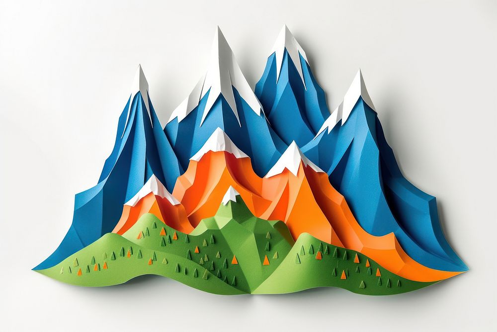 Mountian origami paper art.