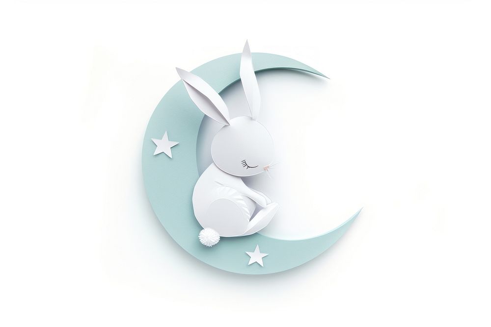 Rabbit in moon white background representation celebration.