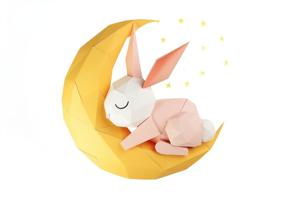 Rabbit in moon paper representation creativity.