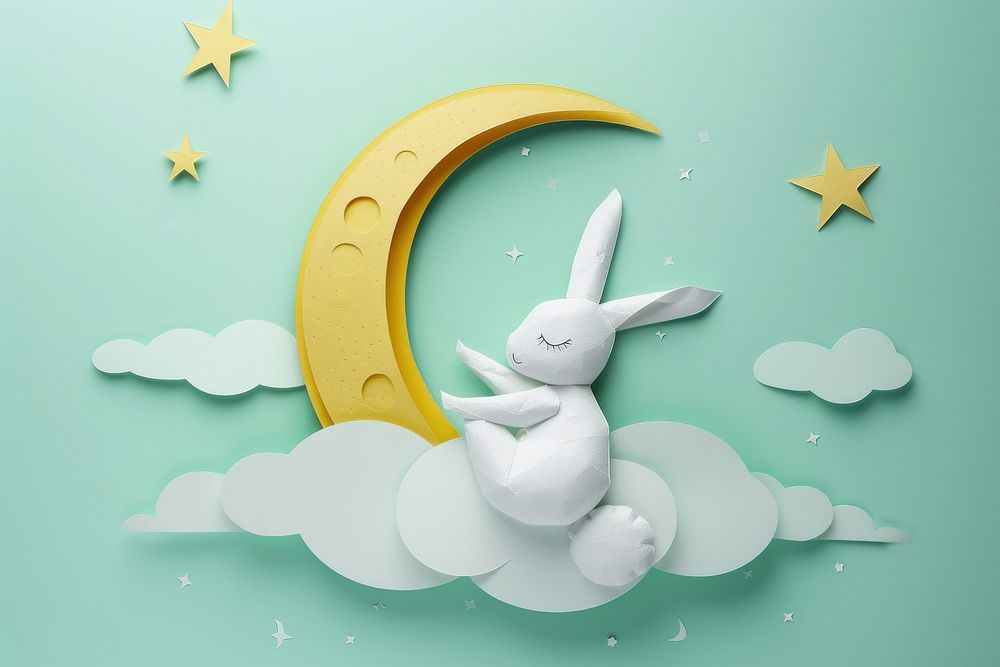 Rabbit in moon representation tranquility decoration.