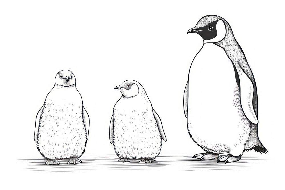 Penguin penguin sketch drawing.