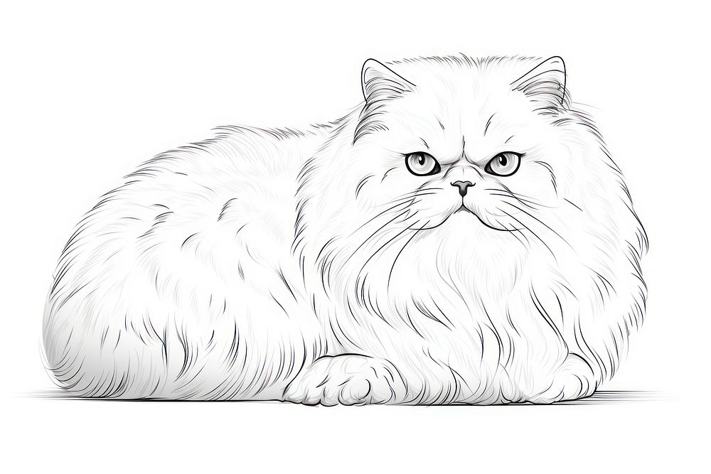 Persian cat sketch drawing mammal.