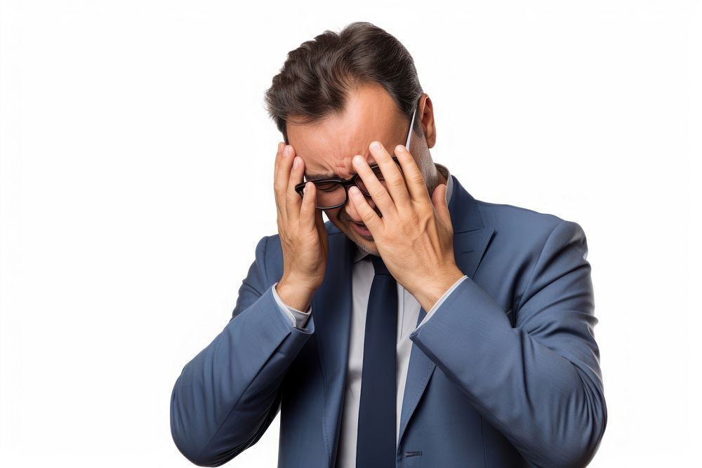 Man doing facepalm anxiety adult photo.