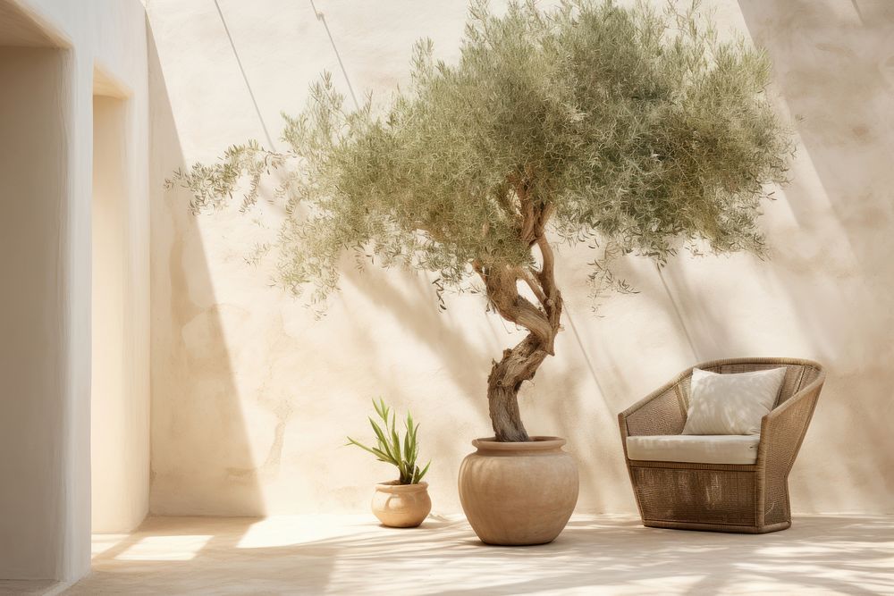 Out door olive tree decorate in home architecture furniture building.