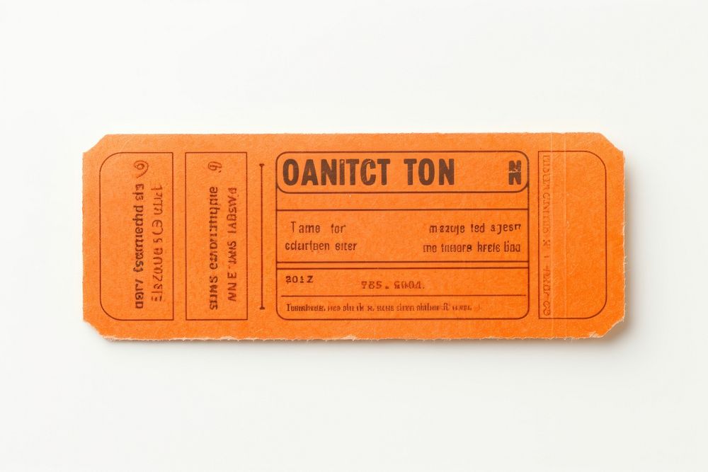 Old orange ticket movie paper text passport.