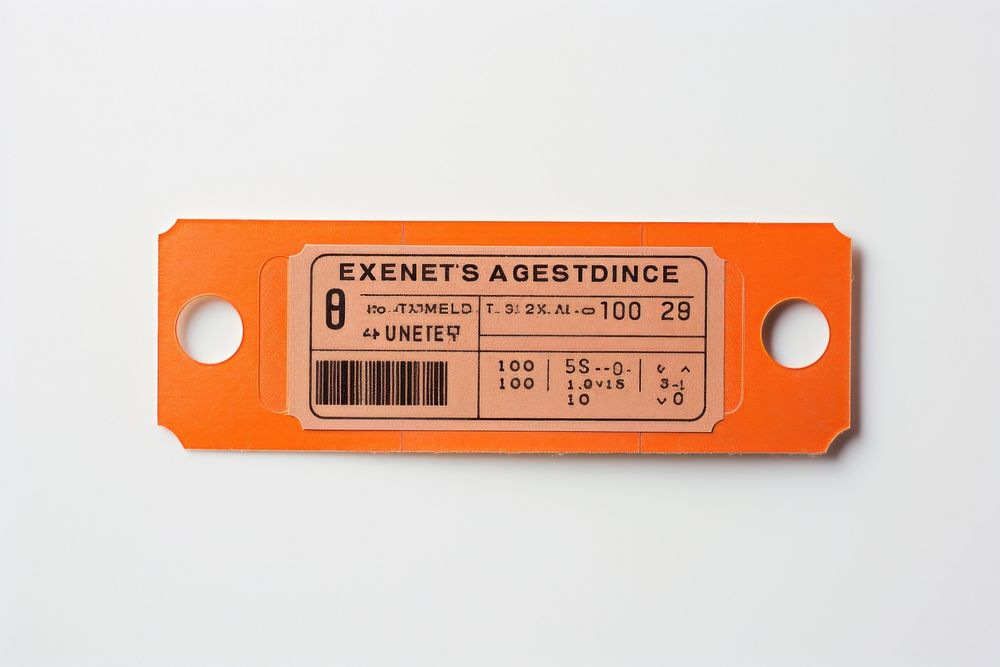 Old orange ticket movie text white background technology.