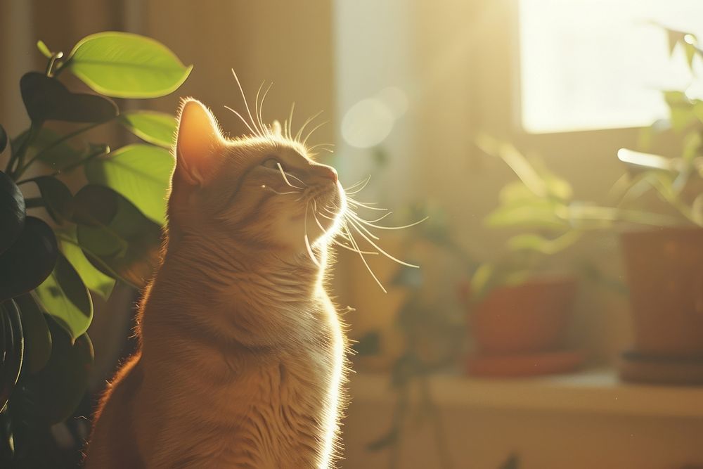 Cat getting sunlight animal mammal.