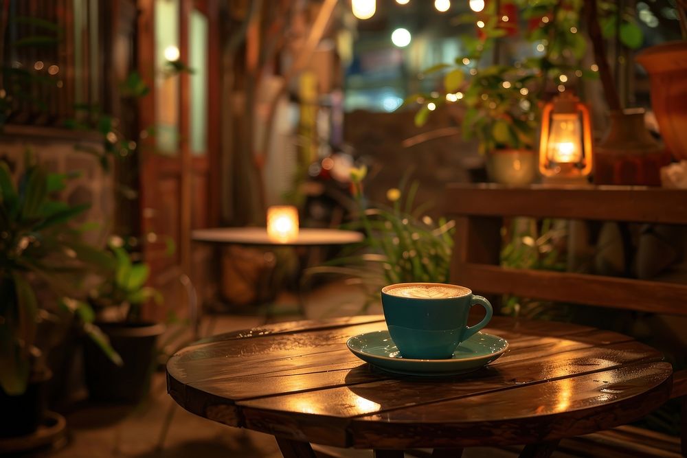 Coffee outdoor restaurant lighting saucer.