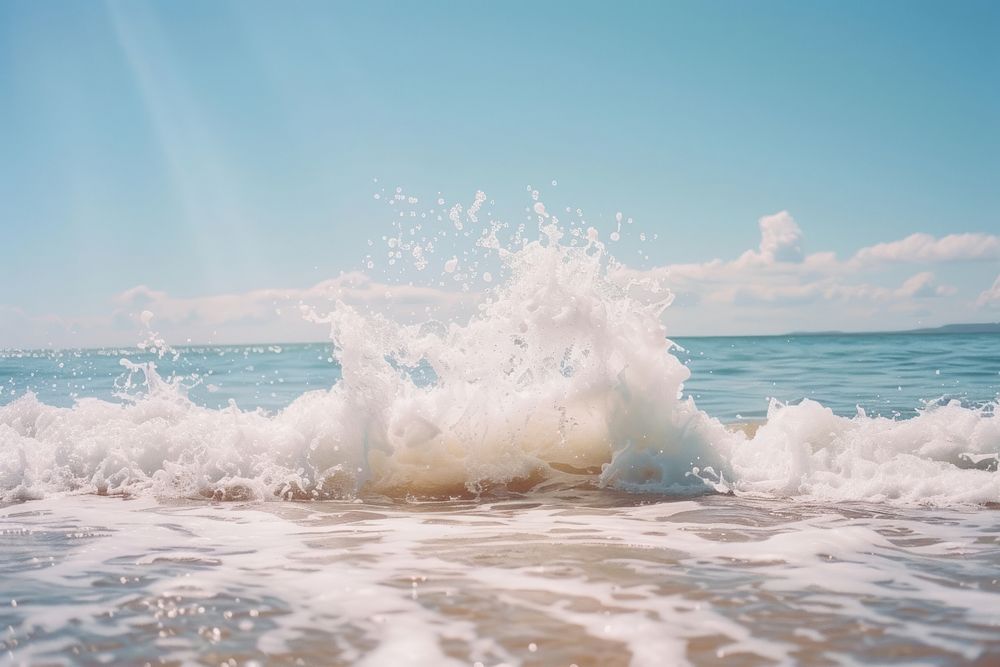 Large wave sea splashing outdoors.