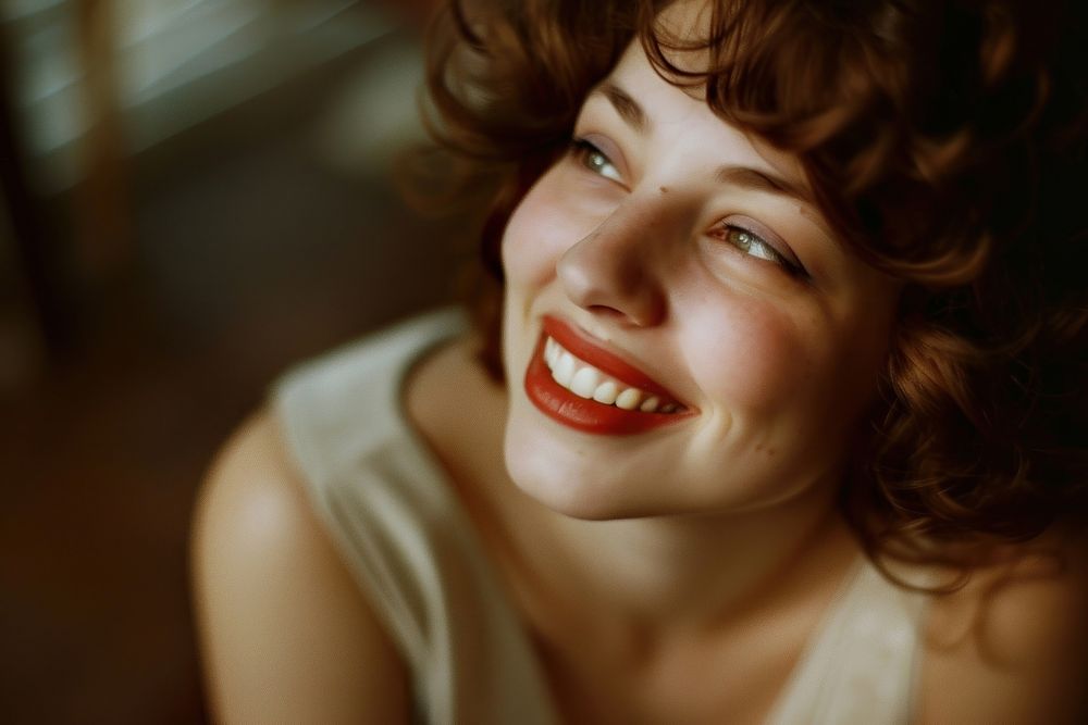 Portrait of smiling woman portrait laughing adult.