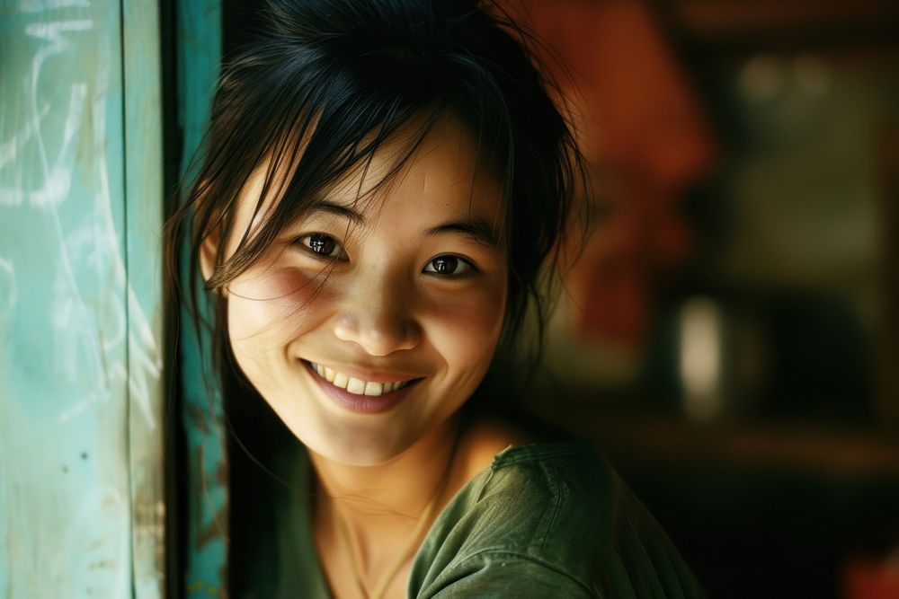 Portrait half body of smiling asia woman portrait photography smile.