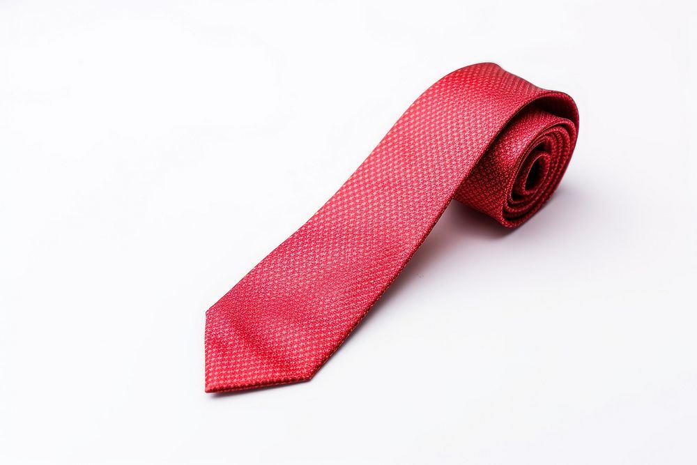 Tie necktie red white background.