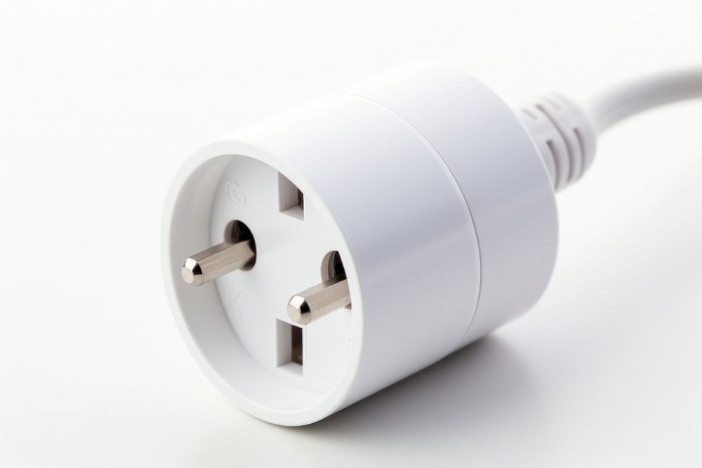 White minimal Electric European plug electricity electronics technology.