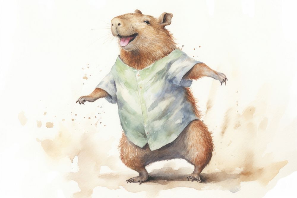 Happy smiling Capybara dance mammal animal rodent.