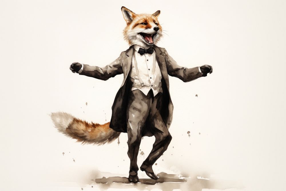 Happy smiling Fox dance fox portrait animal.