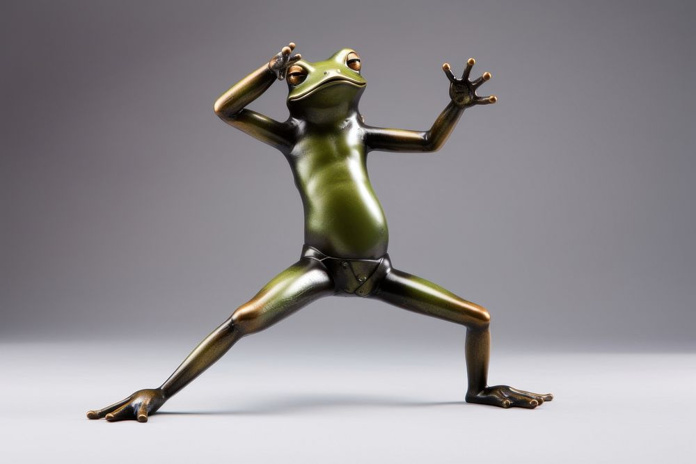 Happy smiling Frog dance frog amphibian figurine.