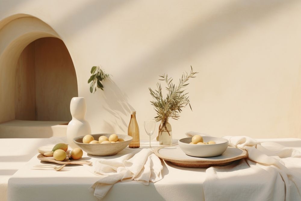 Mediterranean food architecture furniture table.