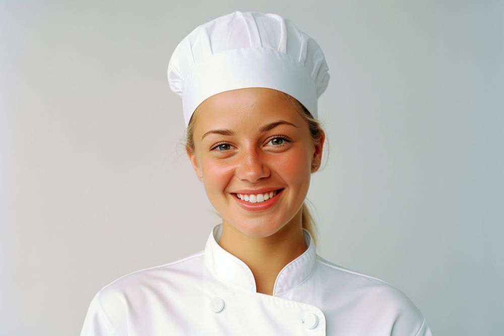 Arican-American female chef smilling adult smile protection.