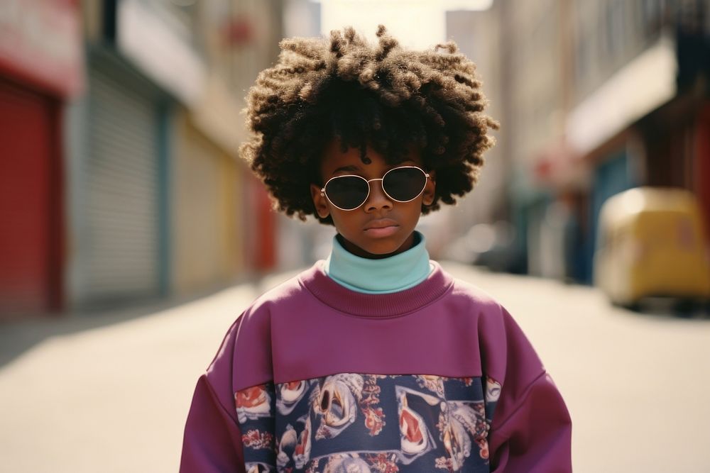 Cute African-American little boy photography portrait fashion.