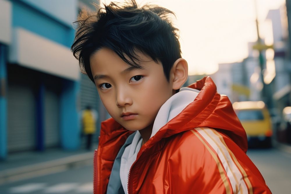 Cute Asian little boy photography architecture portrait.