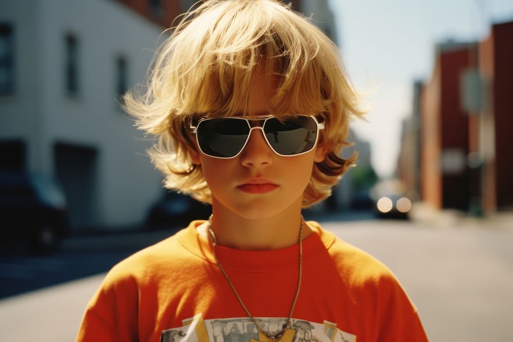 Cute little boy photography sunglasses portrait.