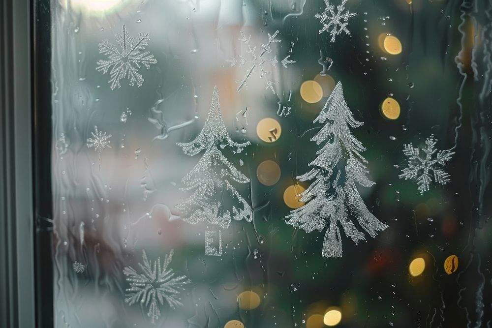 Christmas window glass snow.