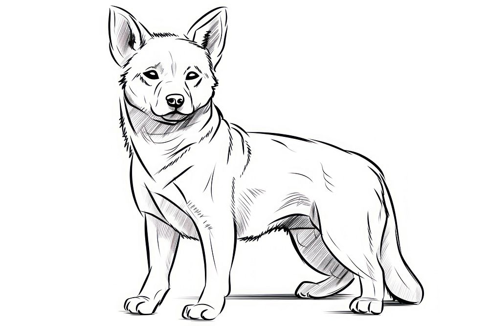 Shiba dog sketch drawing mammal.