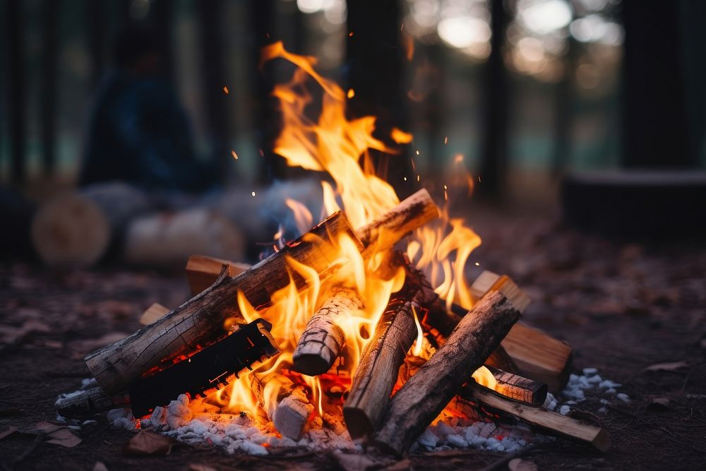 Campfire bonfire tranquility fireplace.