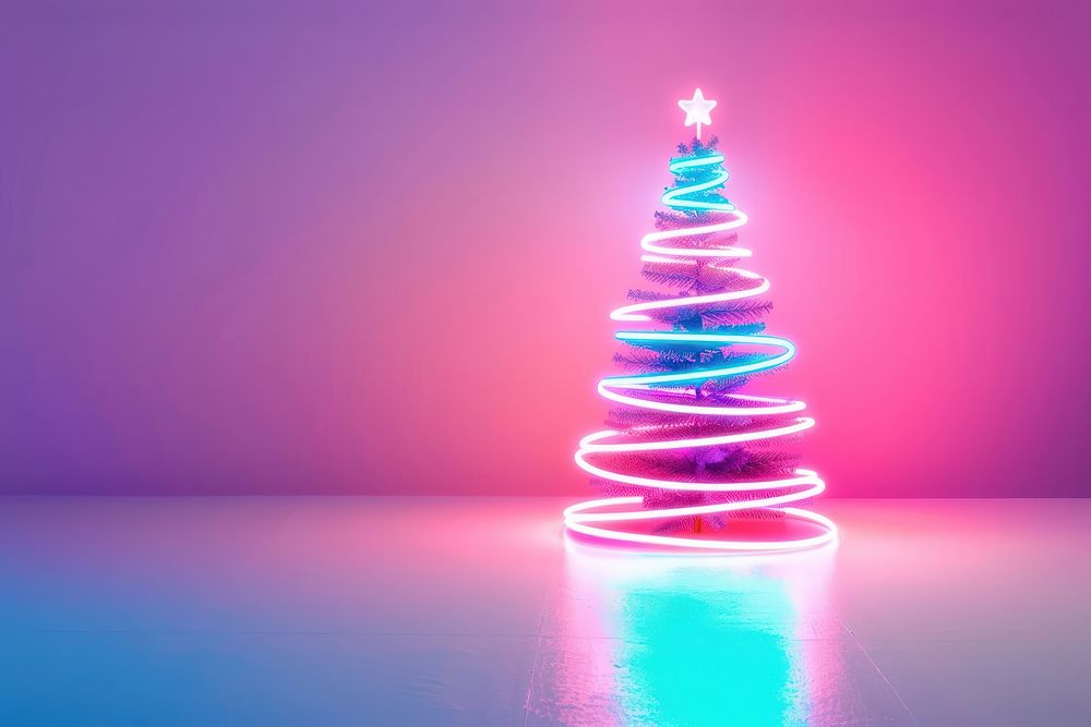 Pastel neon Christmas tree christmas light christmas tree.
