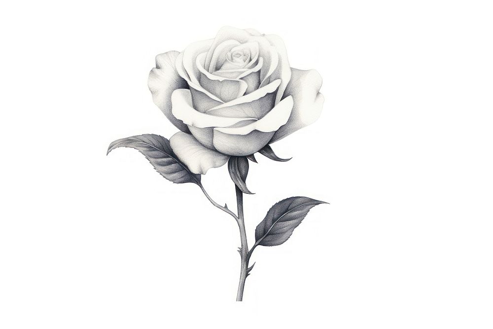 White rose drawing flower nature.