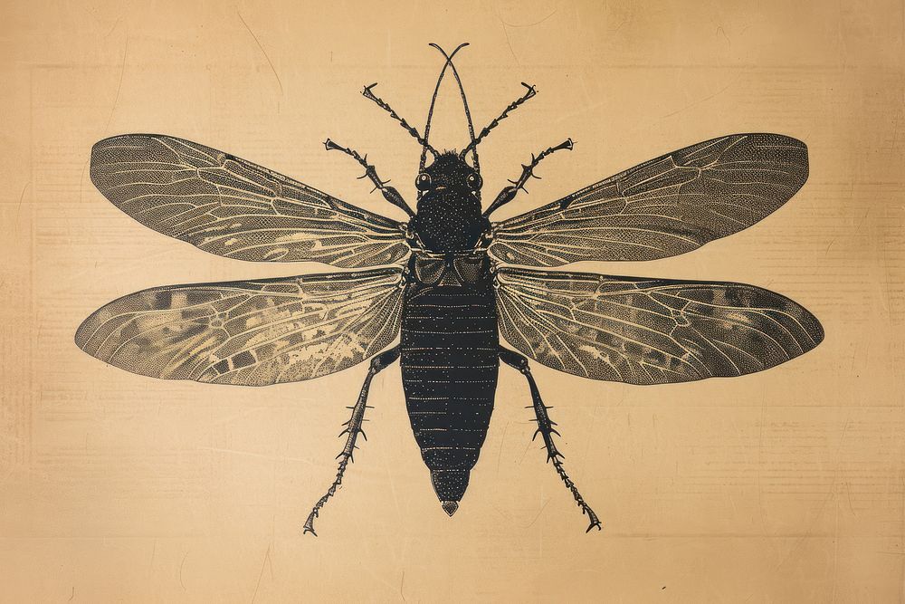 Silkscreen on paper of a Insect insect animal invertebrate.
