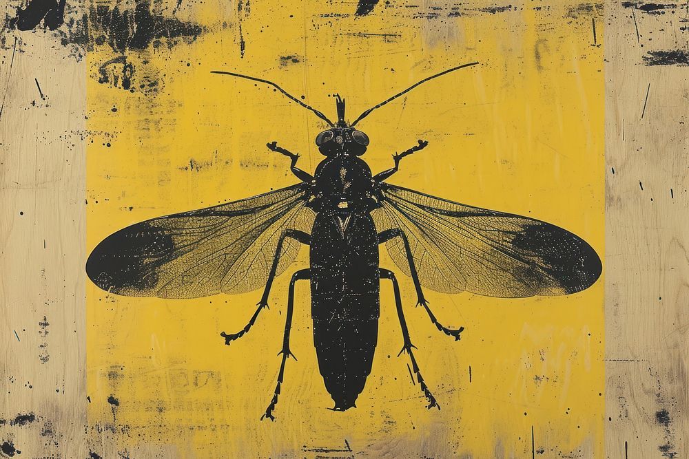 Silkscreen on paper of a Insect insect textured animal.
