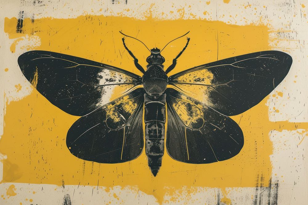 Silkscreen on paper of a Insect insect butterfly animal.