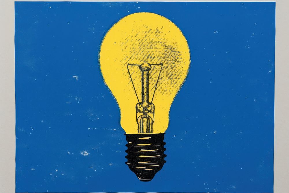 Silkscreen paper light bulb lightbulb Premium Photo Illustration rawpixel
