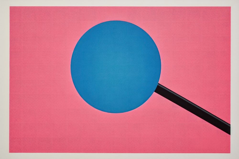 Silkscreen on paper of a Magnifying glass blue pink confectionery.