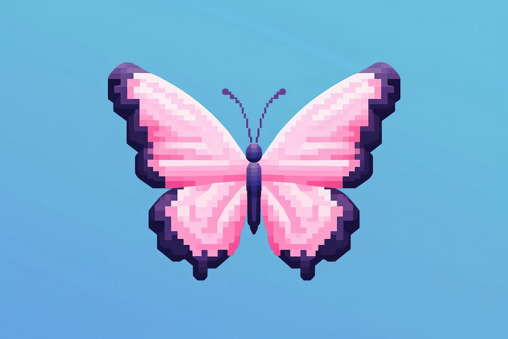 Butterfly on rose pixel insect purple nature.