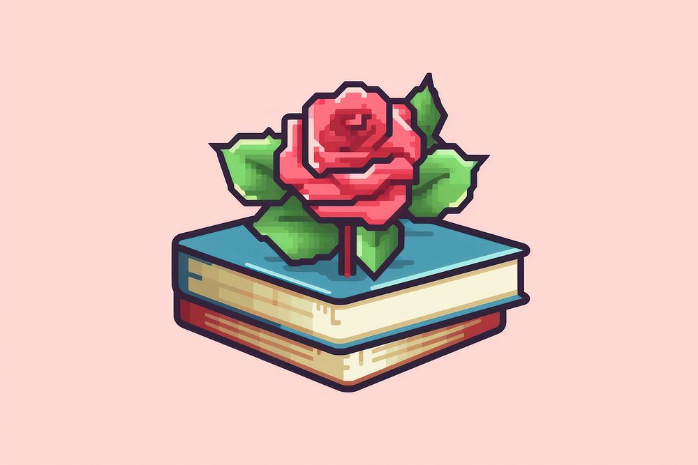 Rose on books pixel publication graphics flower.