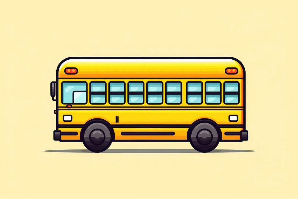 School bus pixel vehicle transportation architecture.