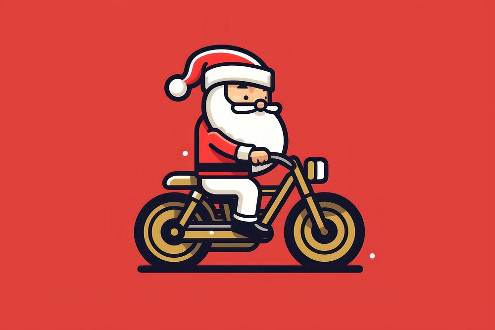 Santa on bicycle pixel motorcycle vehicle wheel.