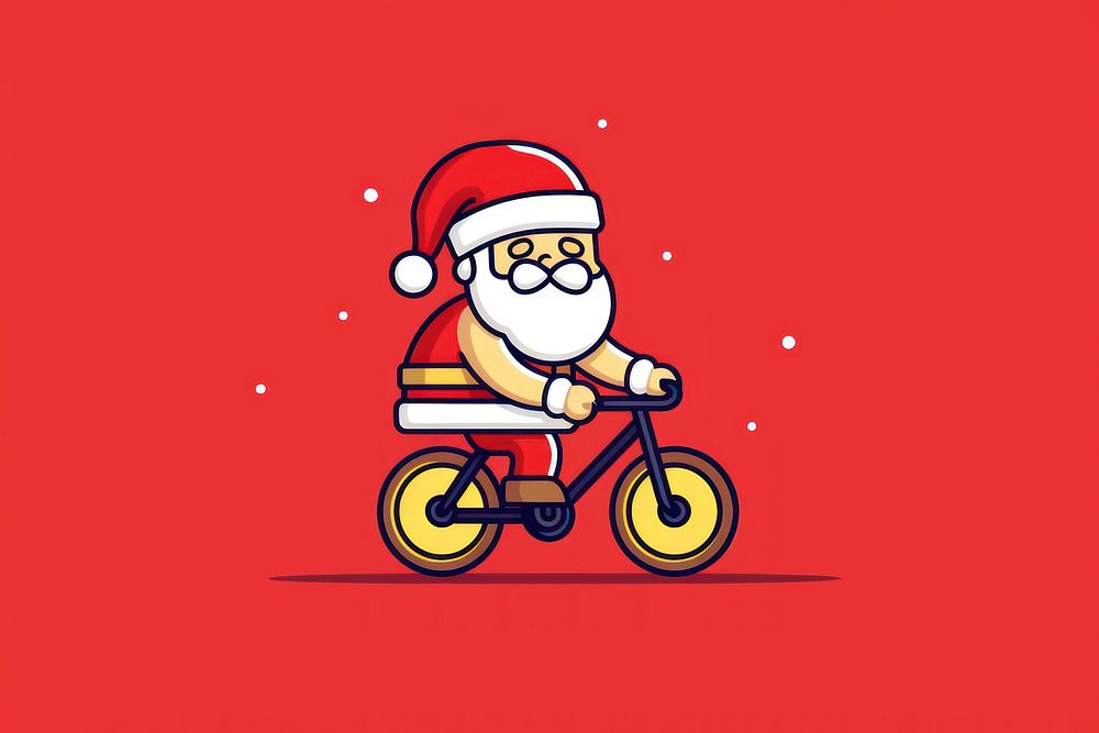 Santa on bicycle pixel motorcycle vehicle cartoon.