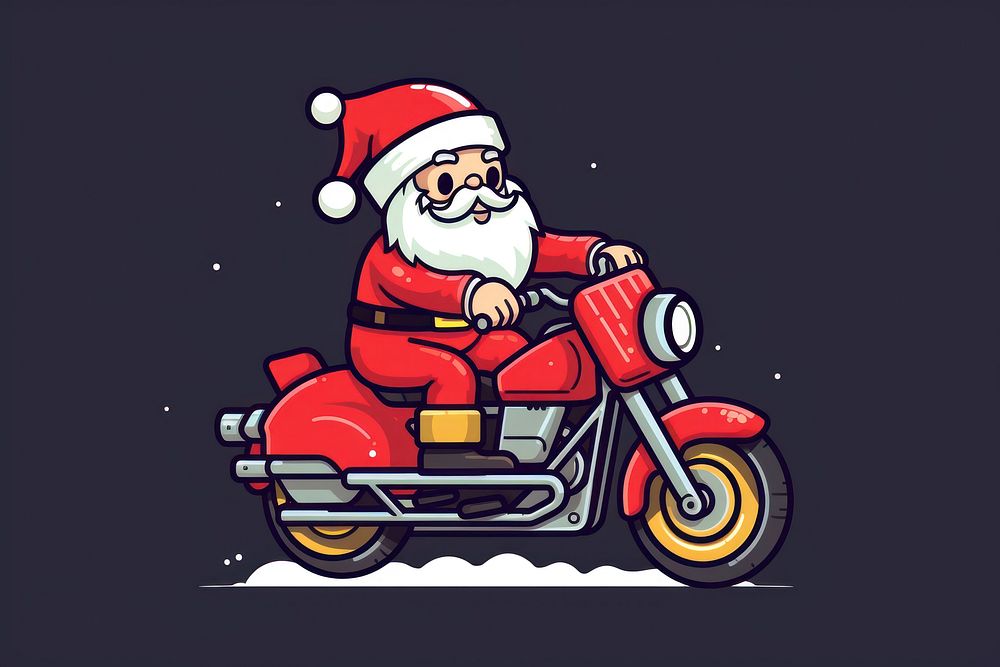 Santa on motorcycle pixel vehicle wheel art.