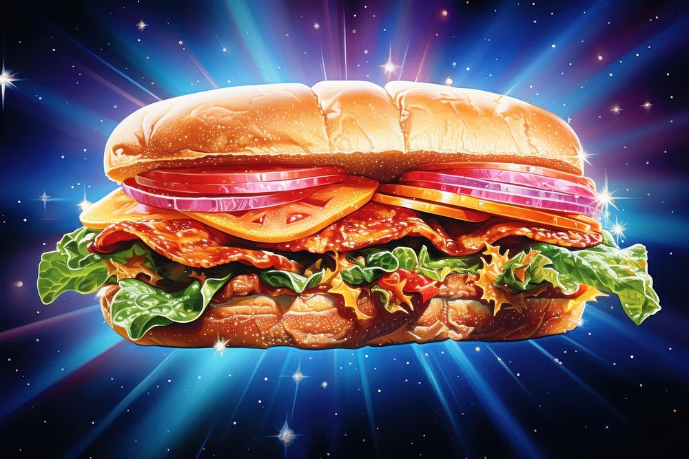 Sandwich galaxy sandwich food advertisement.