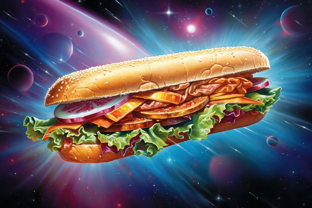 Sandwich galaxy sandwich food advertisement.