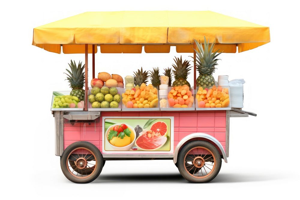 Fruit cart selling fruit food pineapple.