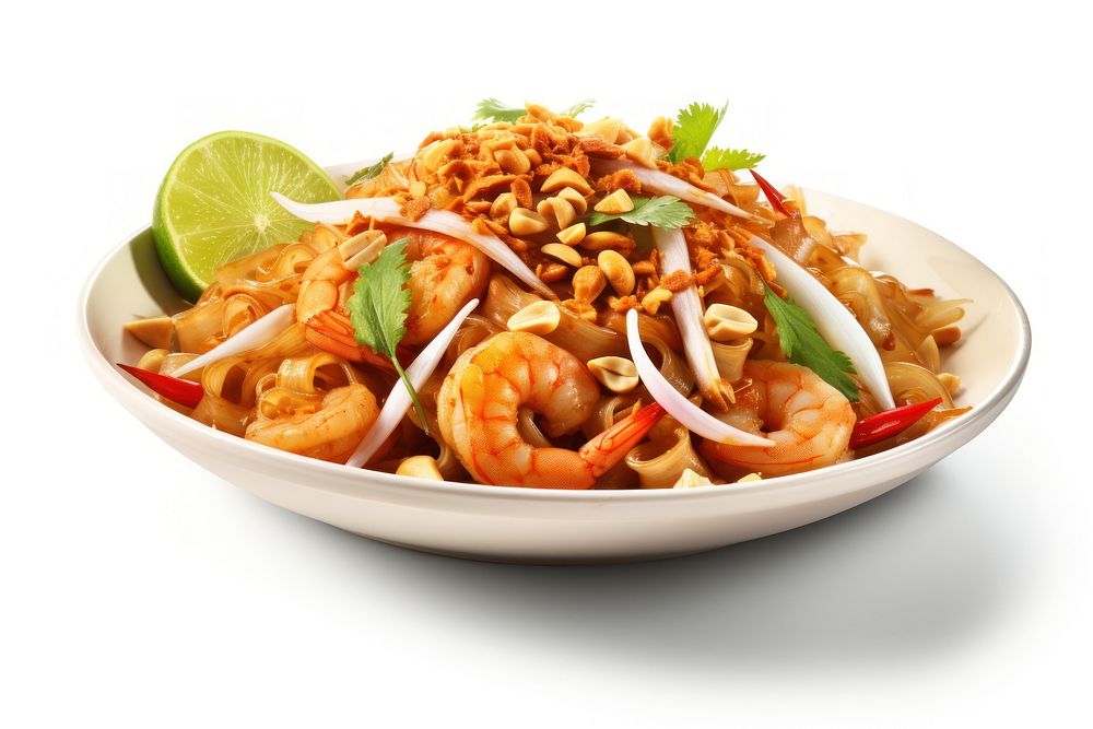 Pad thai food noodle plate.