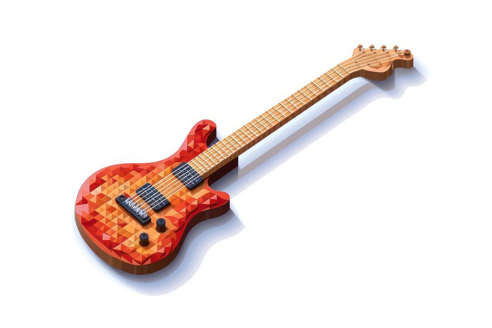 3D pixel art guiter guitar white background performance.
