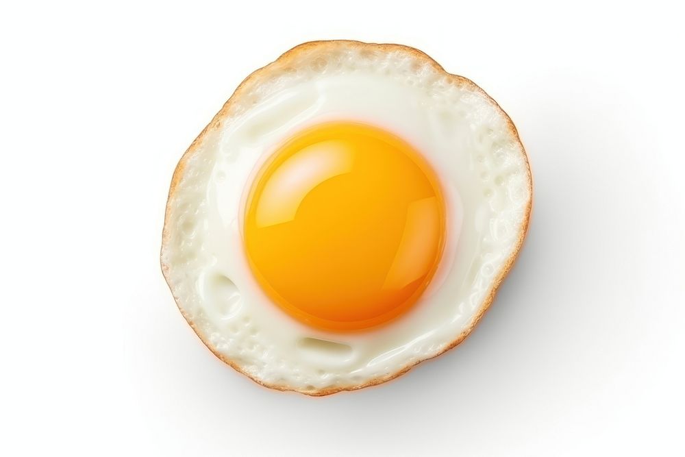 3D pixel art fried egg food white background breakfast.