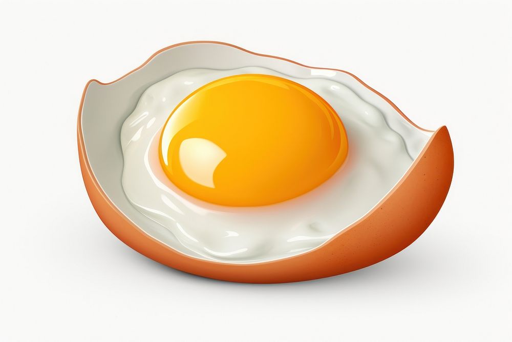 3D pixel art fried egg food white background freshness.