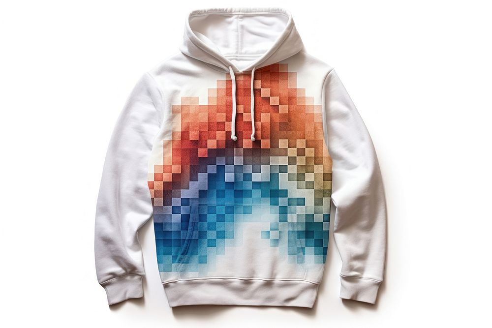 3D pixel art hoodie sweatshirt white background technology.